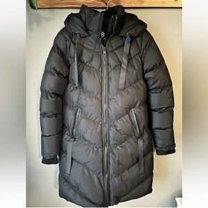 Long black puffer Coat Jacket Longline Saint & Sinners 'Samurai' designer small